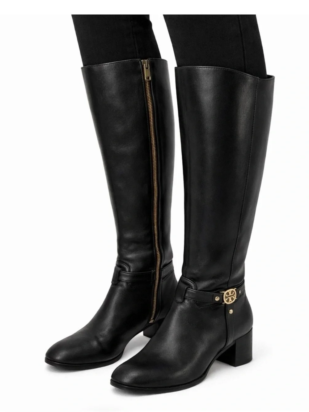 Tory Burch Boots Womens 9 Donovan Tall Equestrian Riding Black Leather